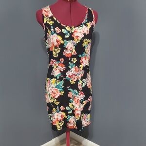 Ambiance Apparel Floral Black Background Racer Back